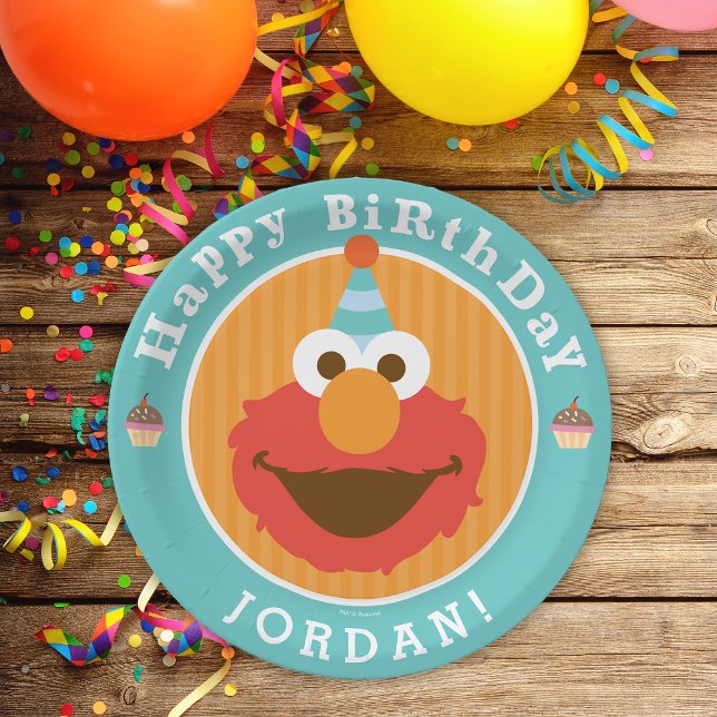 Sesame Street | Elmo - Cupcake & Confetti Birthday Paper Plates (Creator Uploaded)