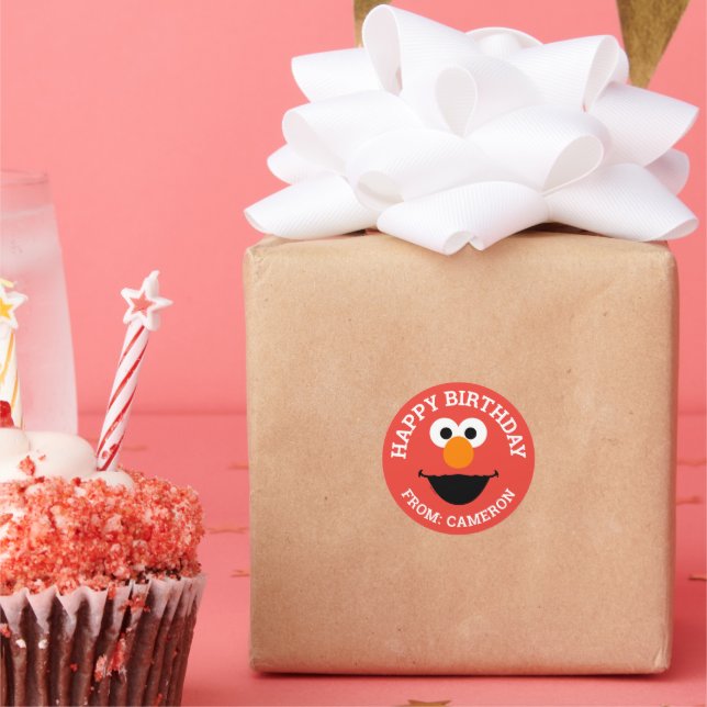 Sesame Street Elmo Face | Happy Birthday Gift Tag (Party)