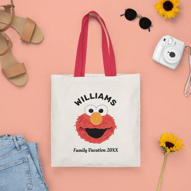 Sesame Street | Elmo Family Vacation Tote Bag (Tote bag on table)