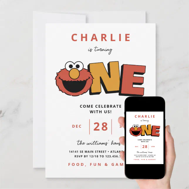 Sesame Street | Elmo - First Birthday Invitation | Zazzle