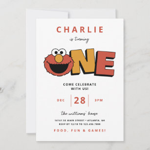 Sesame Street   Elmo - First Birthday Invitation
