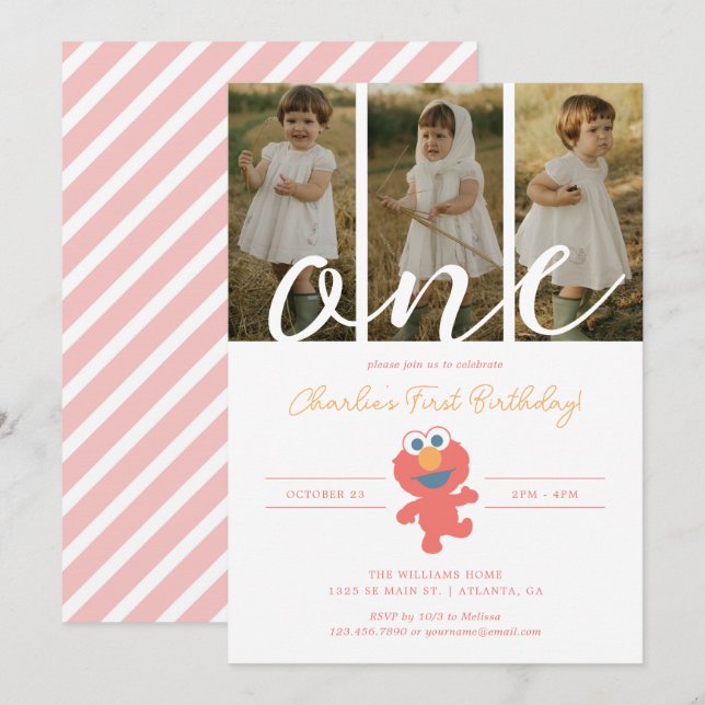Sesame Street | Elmo First Birthday - Photo Invitation (Front/Back)