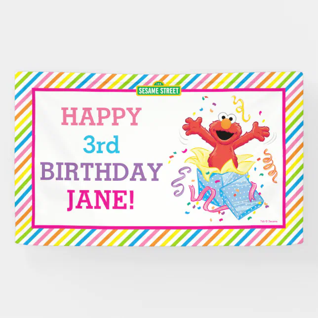 Sesame Street | Elmo Girl's Birthday Banner | Zazzle