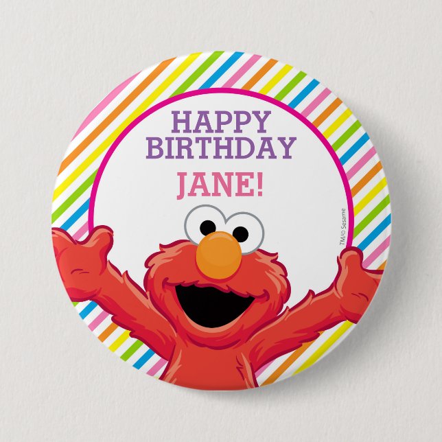 Sesame Street | Elmo Girl's Birthday Button (Front)