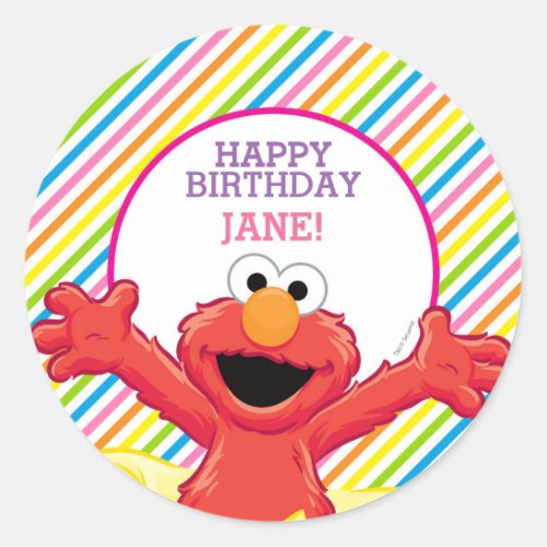 Sesame Street  Elmo Girls Birthday Classic Round Sticker