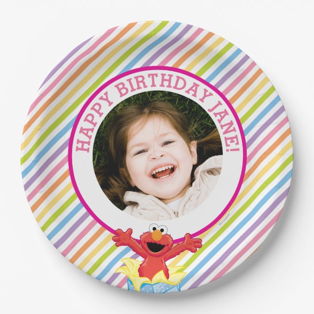 Sesame Street | Elmo Girl's Birthday Paper Plates (Front)