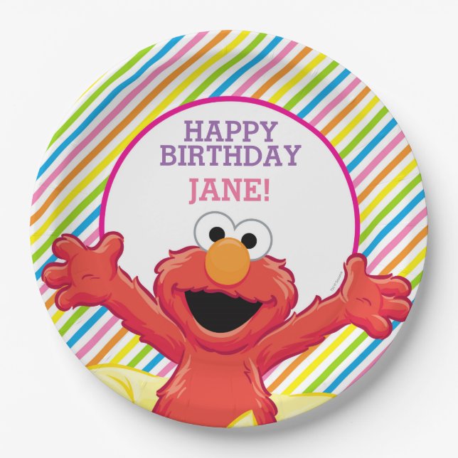 Sesame Street | Elmo Girl's Birthday Paper Plates (Front)