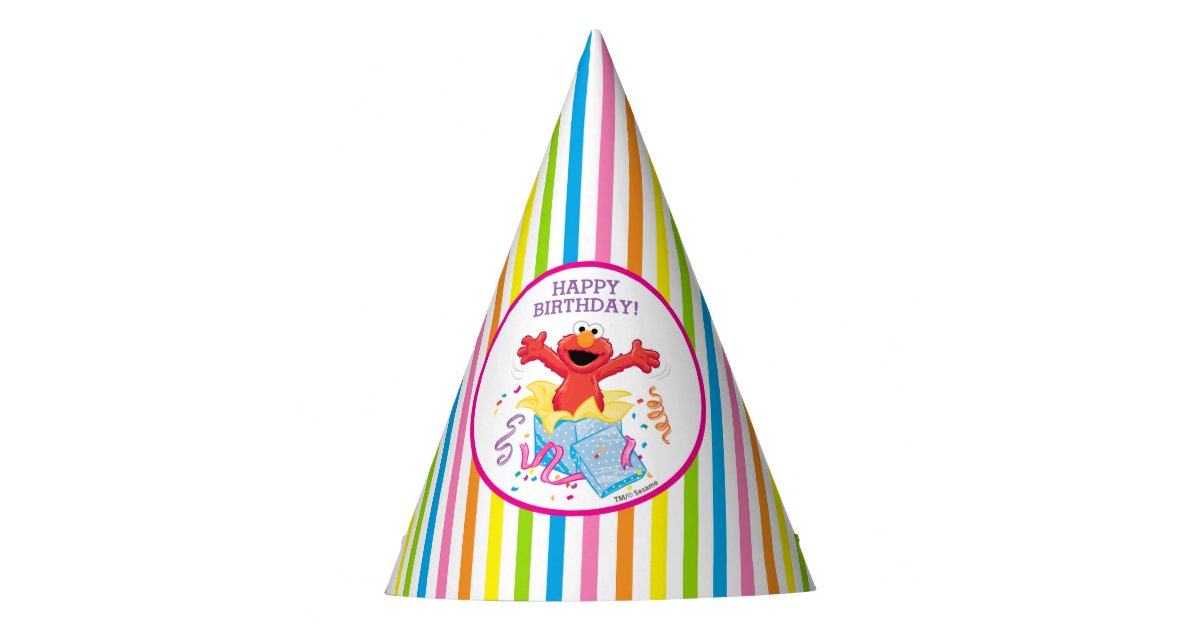Sesame Street Elmo Girl S Birthday Party Hat Zazzle Com