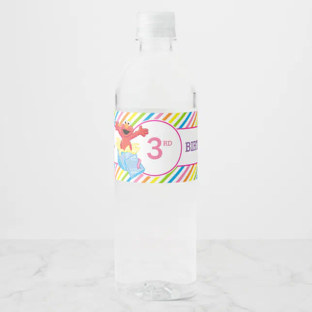 Sesame Street | Elmo Girl's Birthday Water Bottle Label | Zazzle