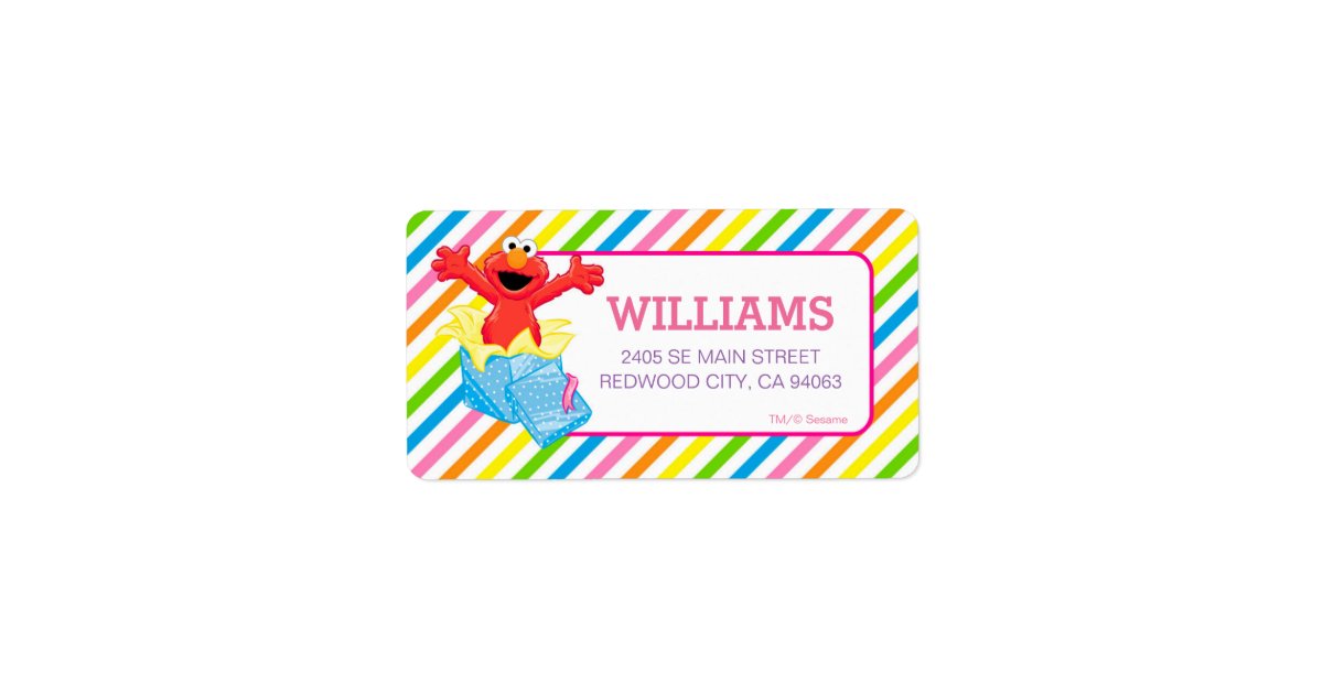 Elmo Subject Label Sesame Street | Elmo Girls Rainbow Striped Label | Zazzle