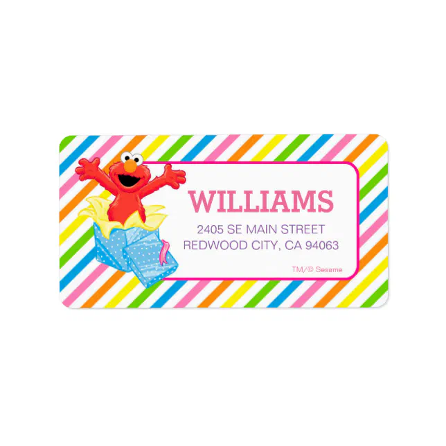 Elmo Subject Label Sesame Street | Elmo Girls Rainbow Striped Label | Zazzle