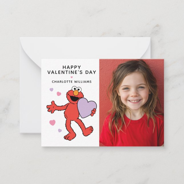 Sesame Street | Elmo Heart Photo Valentine Note Card (Front)