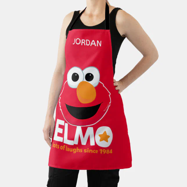 Sesame Street | Elmo Lots of Laughs Add Your Name Apron | Zazzle