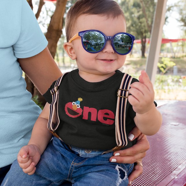 Sesame Street | Elmo - One First Birthday Baby T-Shirt (Baby wearing t-shirt)