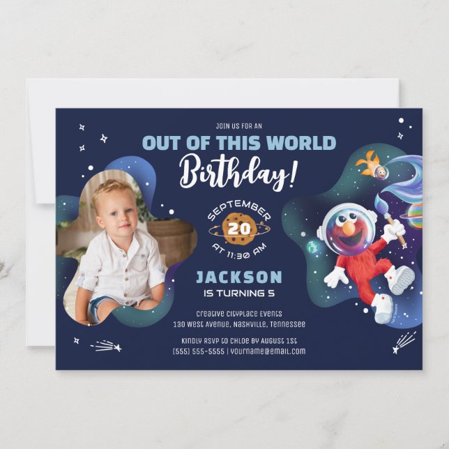 Sesame Street | Elmo - Outer Space Birthday Photo Invitation (Front)