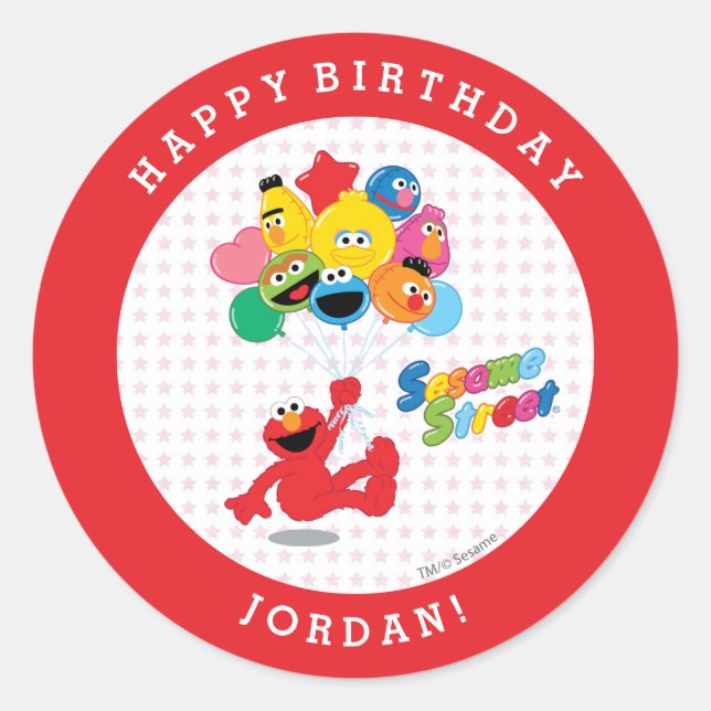 Sesame Street | Elmo & Pals Birthday Classic Round Sticker (Front)