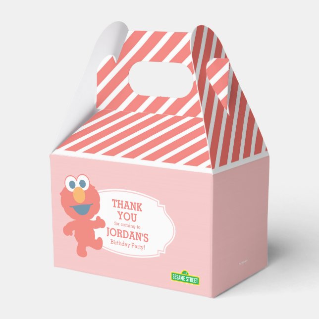 Sesame Street | Elmo - Pink Striped Favor Box (Front Side)