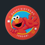 Sesame Street | Elmo - Polka Dot & Stars Birthday Button<br><div class="desc">This adorable little muppet monster has popped in from Sesame Street for a special birthday surprise. A classic cartoon character seen here against a fun polka dot and stars pattern. These cute custom buttons are the perfect birthday party accessory for kids of all ages.   © 2021 Sesame Workshop. www.sesamestreet.org</div>