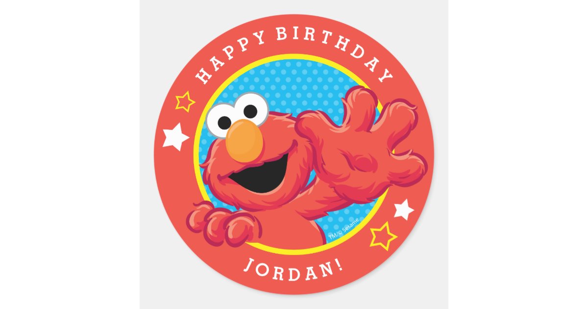 Sesame Street | Elmo - Polka Dot & Stars Birthday Classic Round Sticker