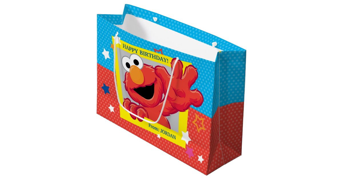 Sesame Street Elmo Polka Dot Stars Birthday Large Gift Bag