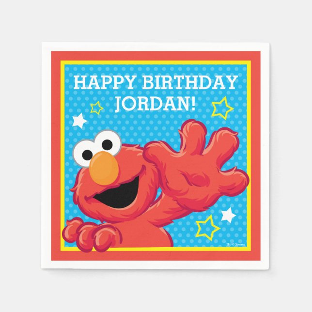 Sesame Street | Elmo - Polka Dot & Stars Birthday Napkins (Front)
