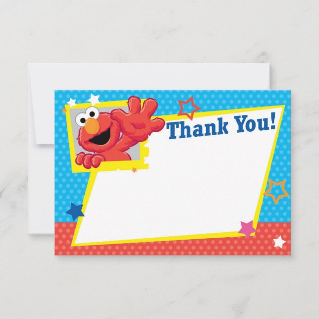 Sesame Street | Elmo - Polka Dot & Stars Thank You Note Card (Front)
