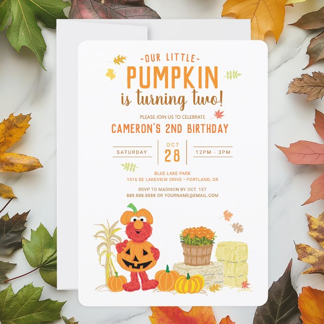 Sesame Street - Elmo | Pumpkin 2nd Birthday Invitation (Creator Uploaded)