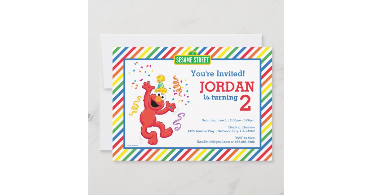 elmo 2nd birthday invitations