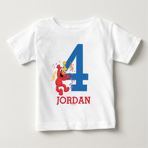 Sesame Street  Elmo _ Rainbow 4th Birthday Baby T_Shirt