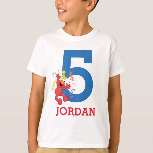 Sesame Street | Elmo - Rainbow 5th Birthday T-Shirt (Front)