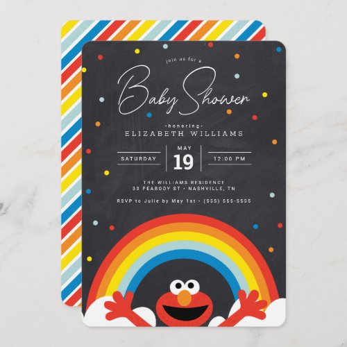 Sesame Street  Elmo Rainbow Baby Shower Invitation