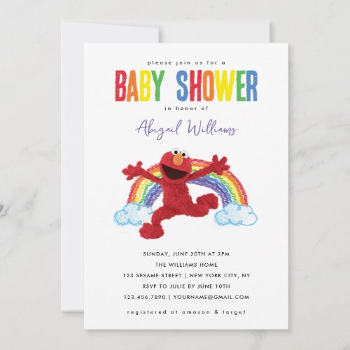 Sesame Street _ Elmo Rainbow Baby Shower Invitation