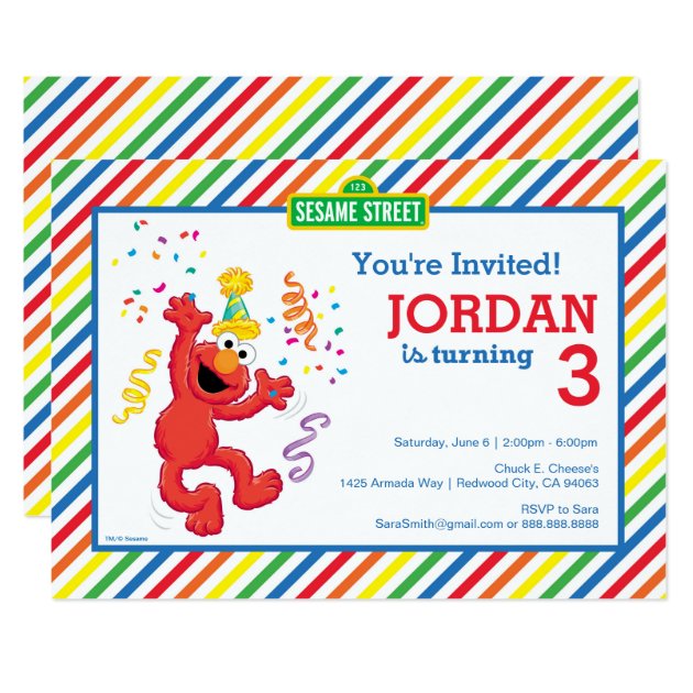 Sesame Street | Elmo - Rainbow Birthday Invitation