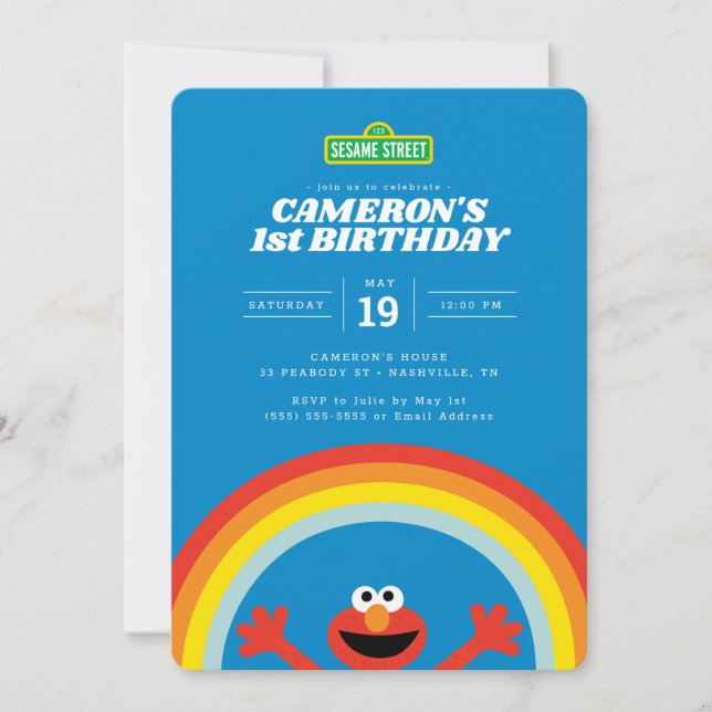 Sesame Street | Elmo Rainbow Birthday Invitation (Front)