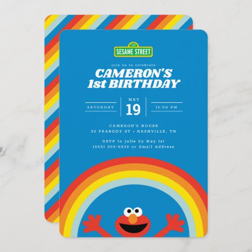 Sesame Street  Elmo Rainbow Birthday Invitation
