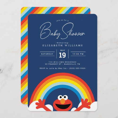 Sesame Street  Elmo Rainbow Boy Baby Shower Invitation