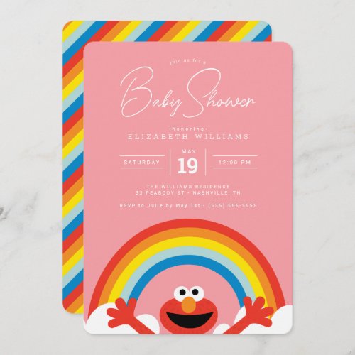 Sesame Street  Elmo Rainbow Girl Baby Shower Invitation