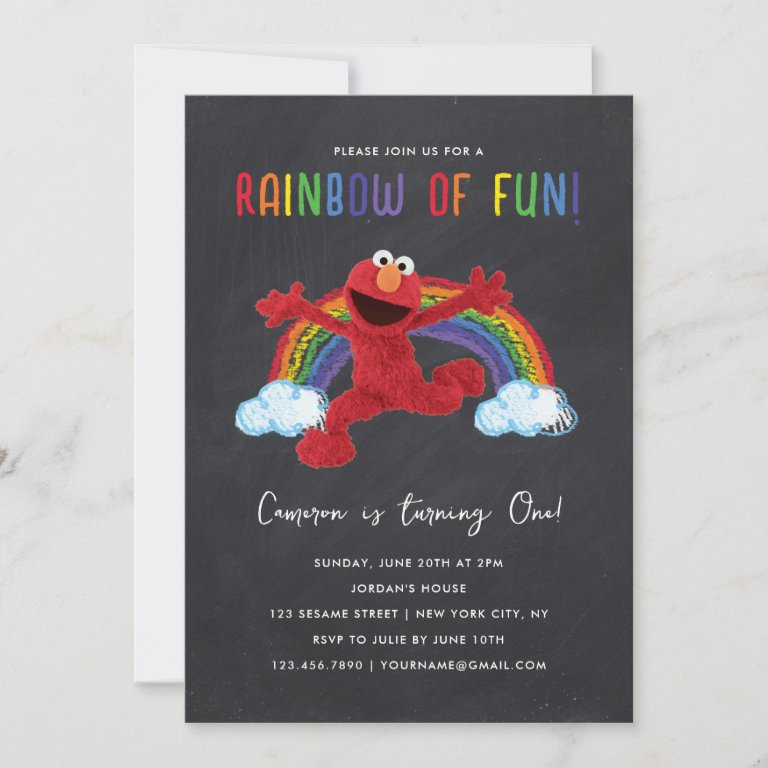 Sesame Street - Elmo Rainbow of Fun Birthday Invitation