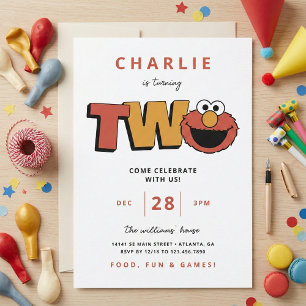 Sesame Street Elmo - Second Birthday Invitation
