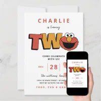 elmo 2nd birthday invitations