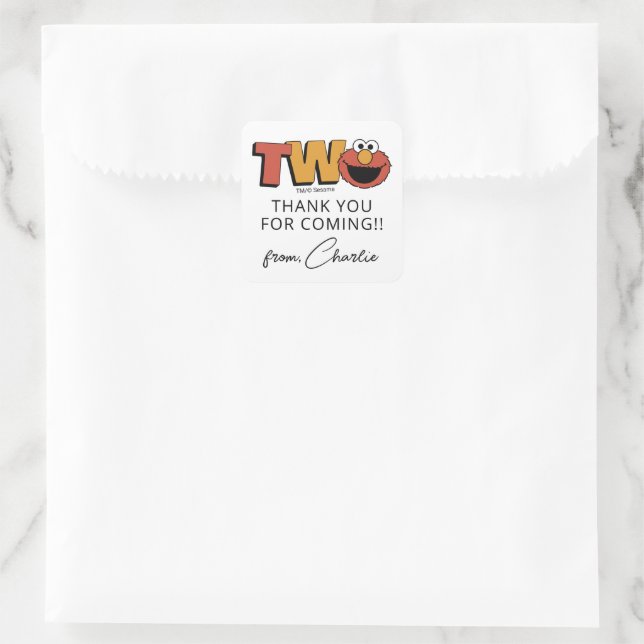 Sesame Street | Elmo - Second Birthday Thank You S Square Sticker (Bag)