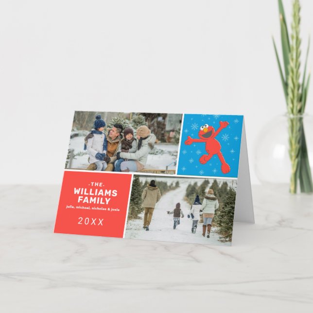 Sesame Street | Elmo Snowflake Family Photo Card (Front)