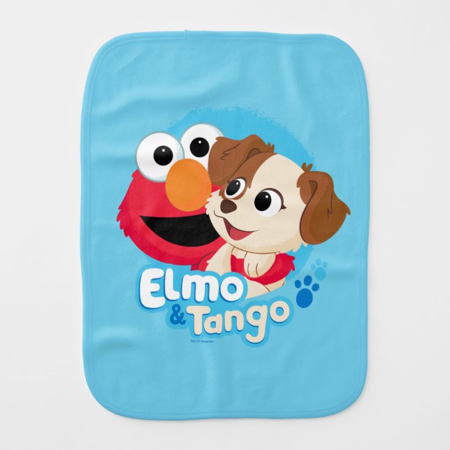Sesame Street | Elmo & Tango Badge Baby Burp Cloth (Front)