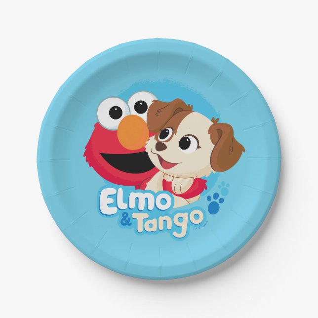 Sesame Street | Elmo & Tango Badge Paper Plates (Front)