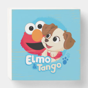 Sesame Street Elmo & Tango Badge Wooden Box Sign