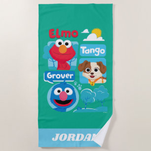 Sesame Street   Elmo, Tango, & Grover Park Graphic Beach Towel