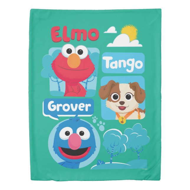 Sesame Street | Elmo, Tango, & Grover Park Graphic Duvet Cover (Front)