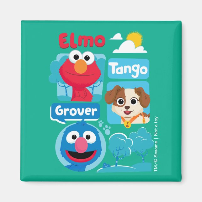 Sesame Street | Elmo, Tango, & Grover Park Graphic Magnet (Front)