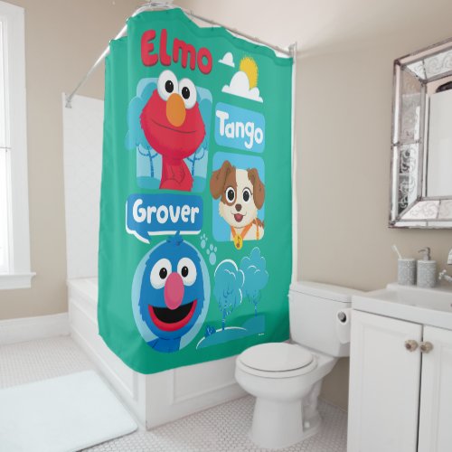 Sesame Street  Elmo Tango  Grover Park Graphic Shower Curtain