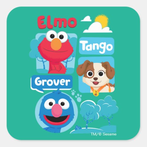 Sesame Street  Elmo Tango  Grover Park Graphic Square Sticker